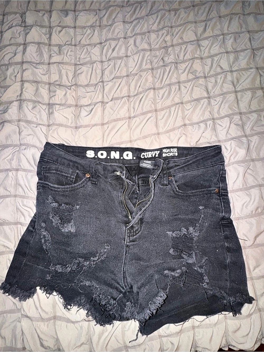 S.O.N.G. Curvy High Rise Distressed Denim Shorts. Curvy High Rise Jean Shorts in